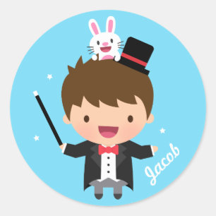 Magician Boy Magic Bunny Trick For Kids Classic Round Sticker