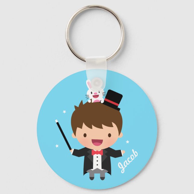 Magician Boy Magic Bunny Trick For Kids Key Ring (Front)