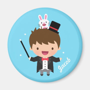 Magician Boy Magic Bunny Trick Personalised Magnet