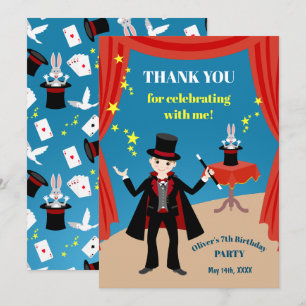 Magician Boy Show Birthday Party Thank You Card