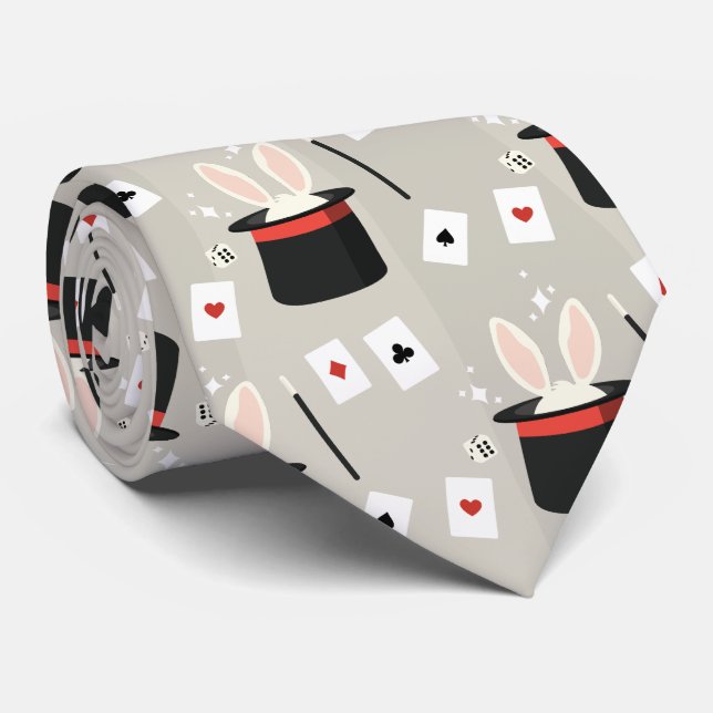  Magician Bunny Top Hat Wand Tie (Rolled)