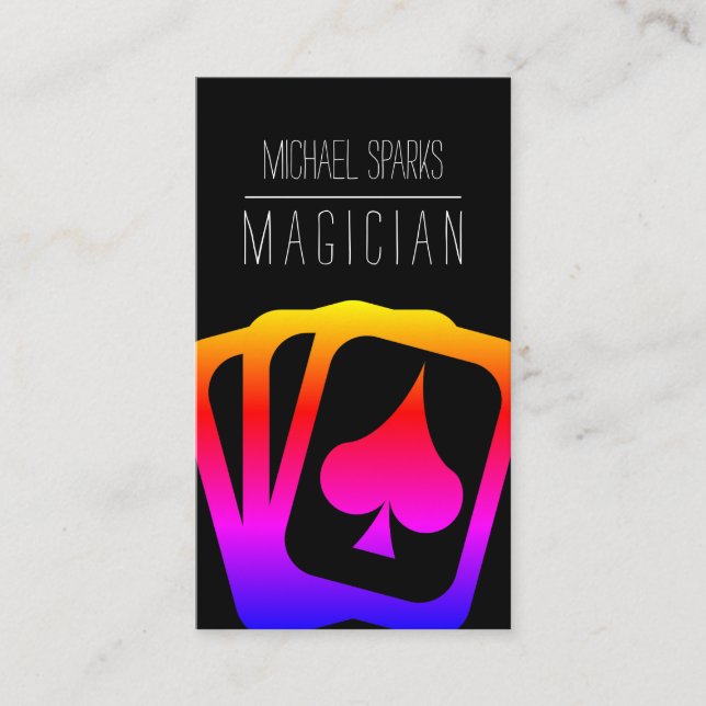 Magician, Casino, Poker, Dealer, Entertainment, Business Card (Front)