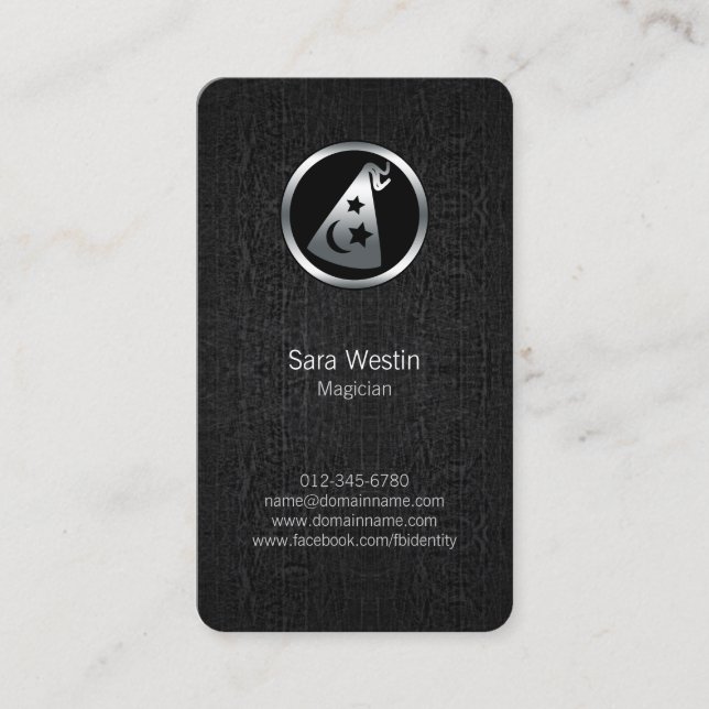 Magician Chrome Wizard Hat Icon Business Card (Front)