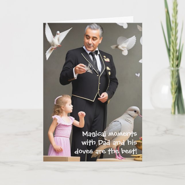 Magician Dad and Daughter (2) - Father's Day Holiday Card (Front)