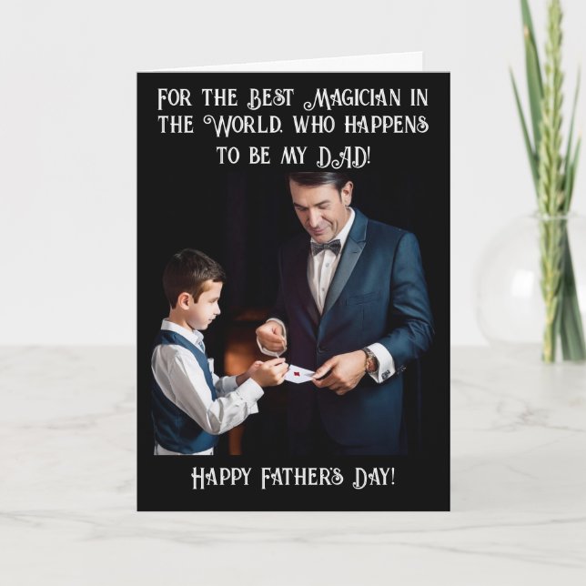 Magician Dad and Son (1) - Father's Day Holiday Card (Front)