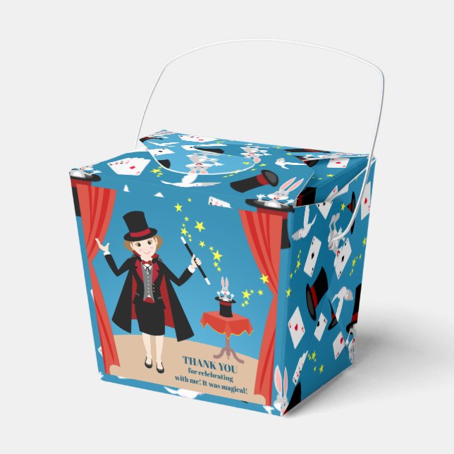 Magician Girl Show Birthday Party Favour Box (Front Side)