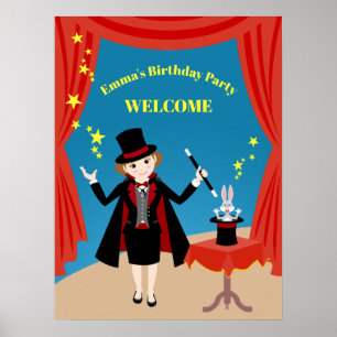 Magician Girl Show Birthday Party Poster
