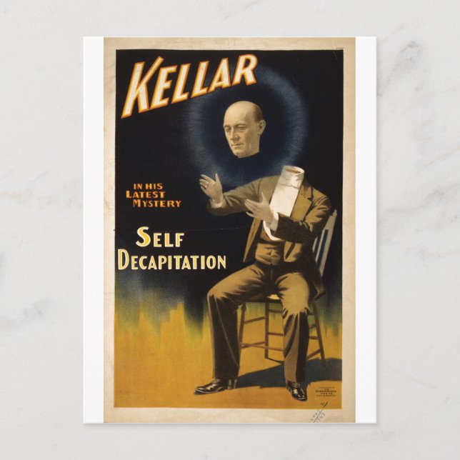 Magician Harry Kellar - self Decapitation Trick Postcard (Front)