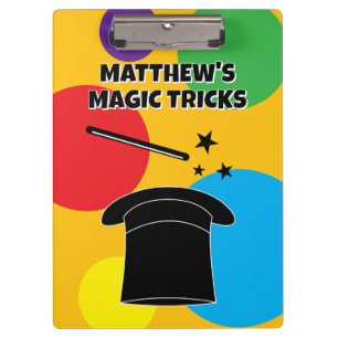 Magician hat and wand personalized magic show clipboard