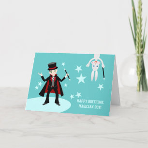 Magician kid birthday party card