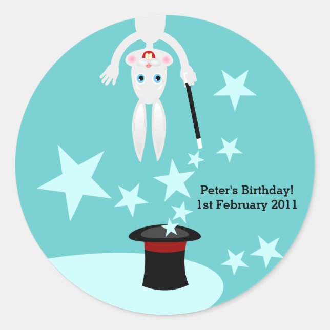 Magician kid birthday party classic round sticker (Front)