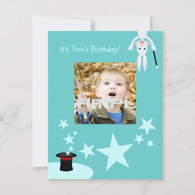 Magician kid birthday party invitation (Front)