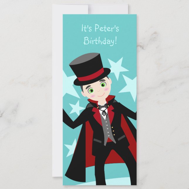 Magician kid birthday party invitation (Front)