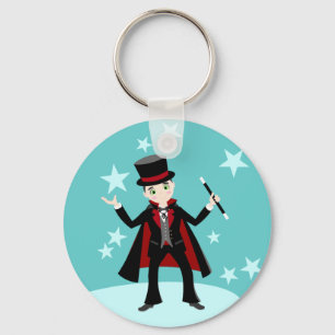 Magician kid birthday party key ring