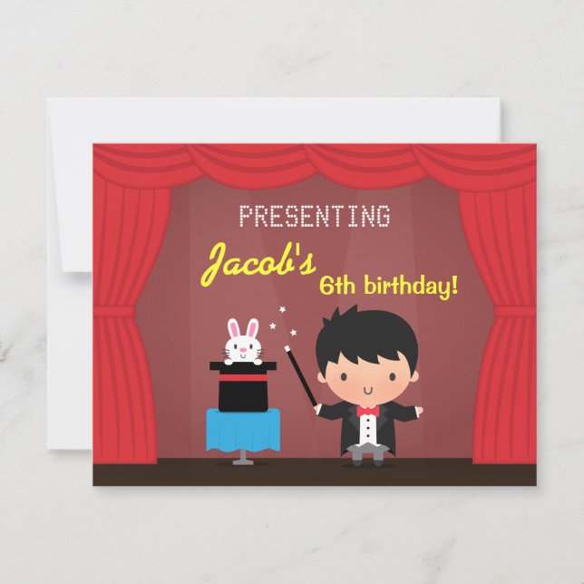 Magician Kids Magic Birthday Party Invitations (Front)