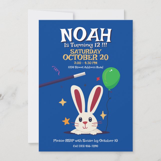 Magician Magic Show Birthday Party Invitation (Front)