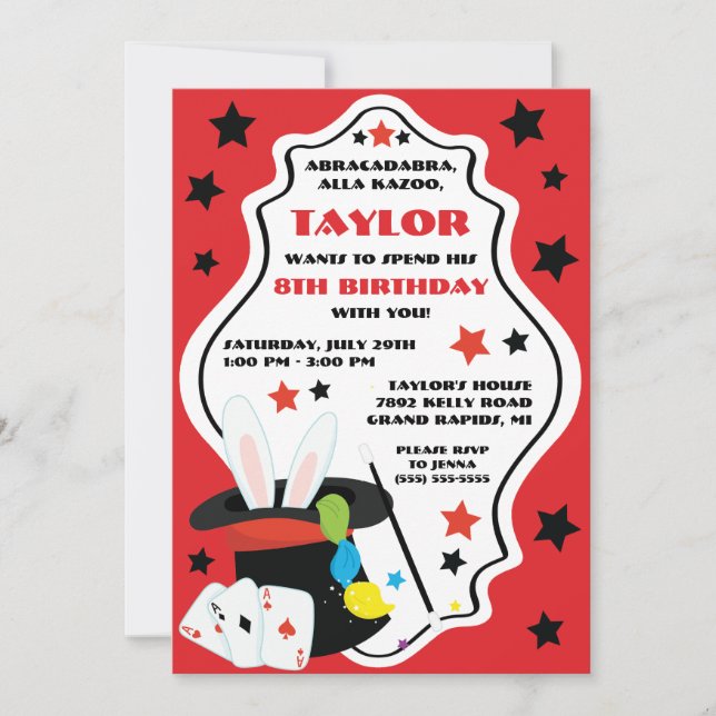 Magician, Magic Show Birthday Party Invitation (Front)