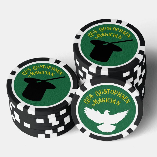 Magician Personalised Top Hat and Dove Poker Chips (Stack)