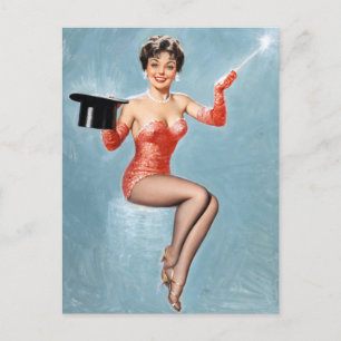 Magician Pin Up Postcard