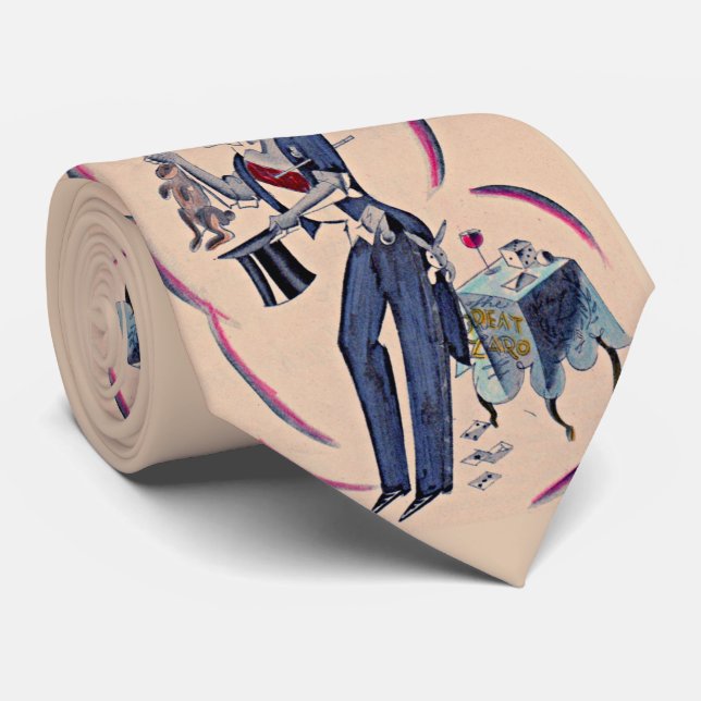 magician print tie (Rolled)
