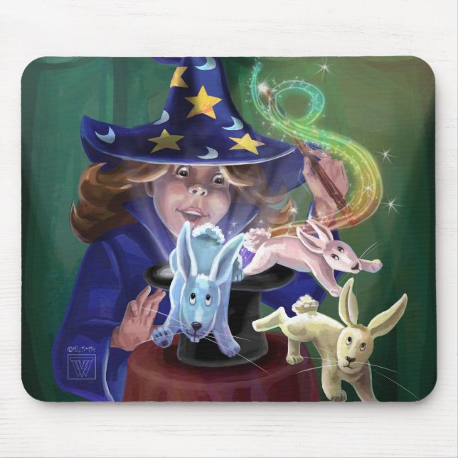 Magician Pulling Rabbits from a Hat Mouse Mat (Front)