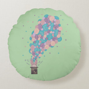 Magician Rabbit Bubble Explosion Whimsical Magic Round Cushion
