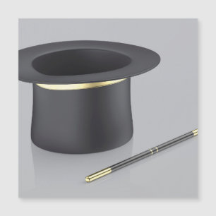 Magician top hat and magic wand