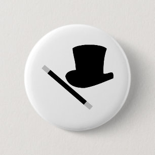 magician top hat and magic wand 6 cm round badge