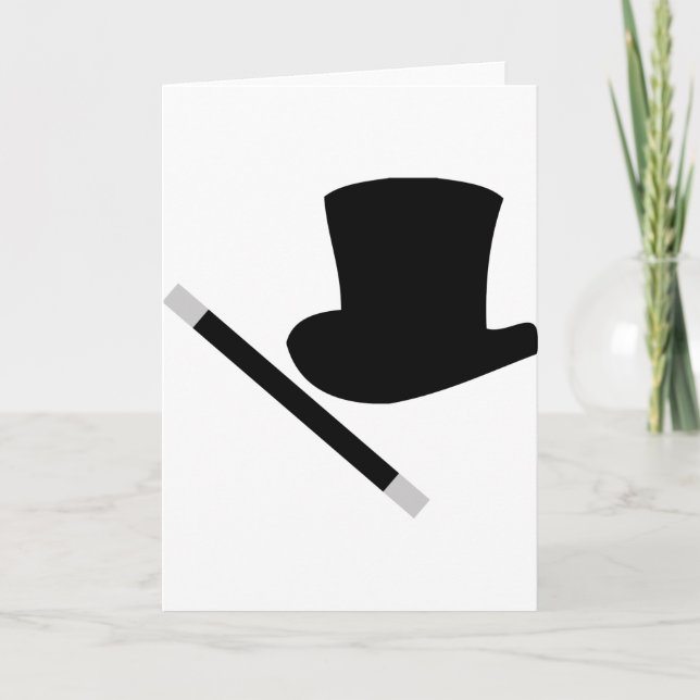 magician top hat and magic wand card (Front)