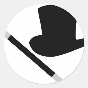 magician top hat and magic wand classic round sticker