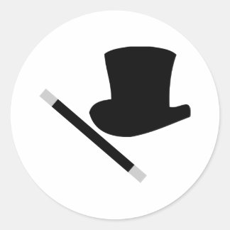 magician top hat and magic wand classic round sticker