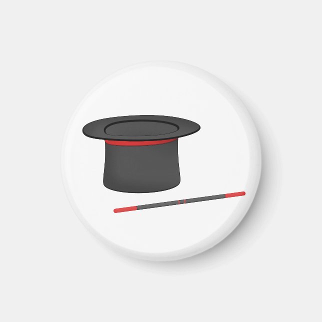 Magician top hat and magic wand magnet (Front)