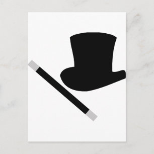 magician top hat and magic wand postcard