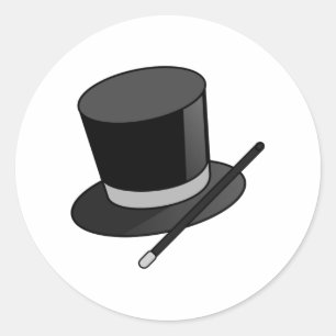 Magician Wand and Hat Classic Round Sticker