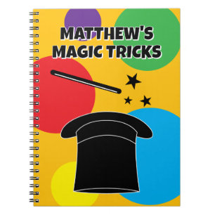 Magician wand and hat magic show personalized notebook