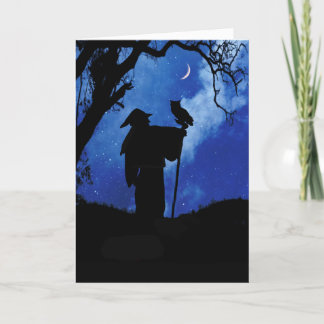 Magician Wicca Inspired Birthday Card with Owl