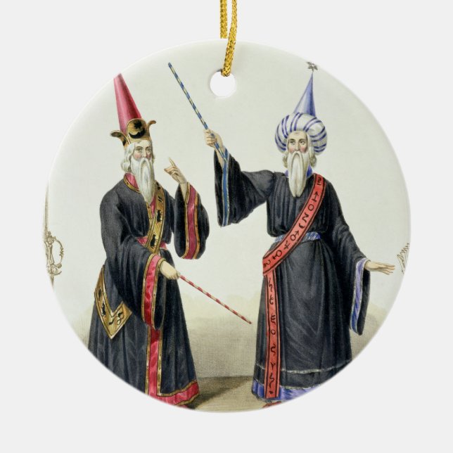 Magicians at the Carnival in Berlin, 1836 (colour Ceramic Tree Decoration (Front)