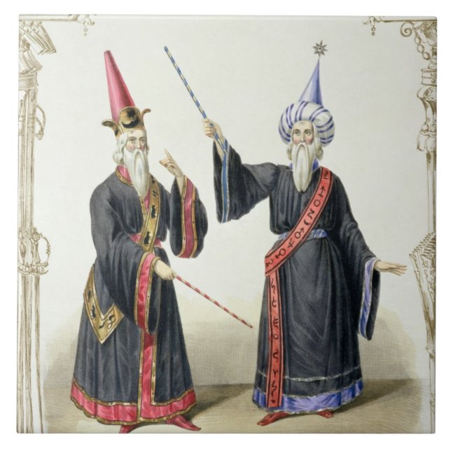 Magicians at the Carnival in Berlin, 1836 (colour Tile (Front)