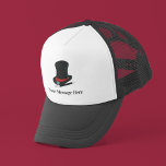 Magicians Hat and Magic Wand Personalised<br><div class="desc">Add a name or a custom message to create a personalised gift that's perfect for magicians of any age. This trucker's hat has a realistic style illustration of a magician's hat in black and red and a magic wand in black and white with a name below the graphic.</div>