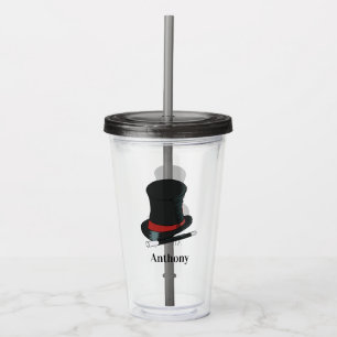 Magicians Hat and Magic Wand Personalised Acrylic Tumbler