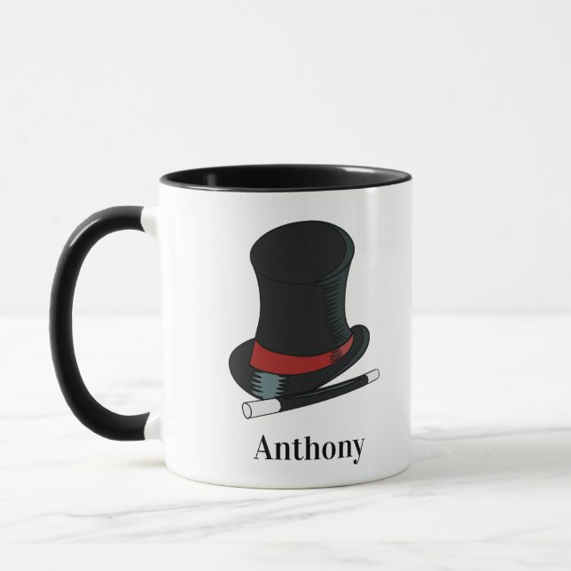 Magicians Hat and Magic Wand Personalised Mug (Left)
