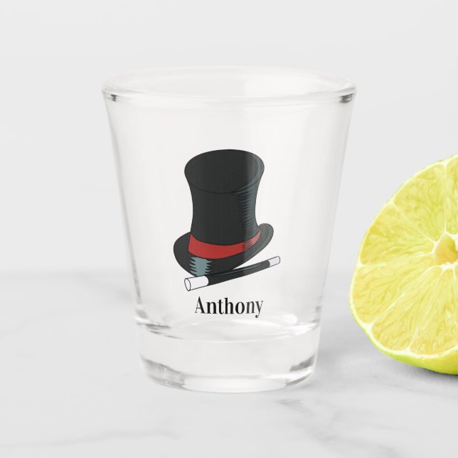 Magicians Hat and Magic Wand Personalised Shot Glass (Front)