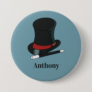 Magicians Hat and Magic Wand Personalized 7.5 Cm Round Badge