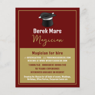 Magician's Hat & Wand, Magician Advertising Flyer
