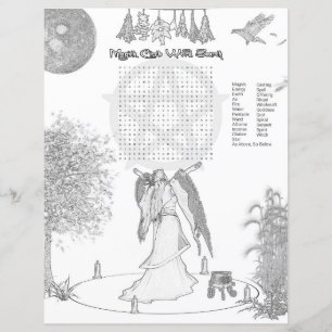Magick Circle Word Search Colouring Page Paper