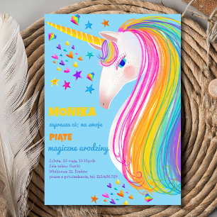 Magiczne urodziny, jednorożec zaproszenie invitation
