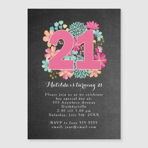 MAGNET 21st Birthday Party Chalkboard Floral