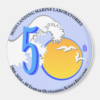 Magnet (3" round): MLML 50th wave/sun