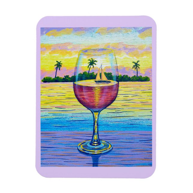 Magnet,  A Glass of Wine, a World Away Magnet (Vertical)
