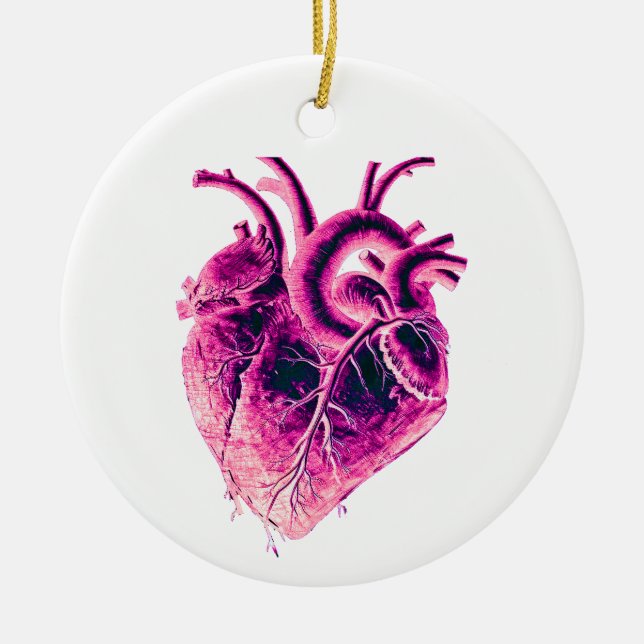 Magnet Anatomical Heart pink purple neon electric  Ceramic Tree Decoration (Front)